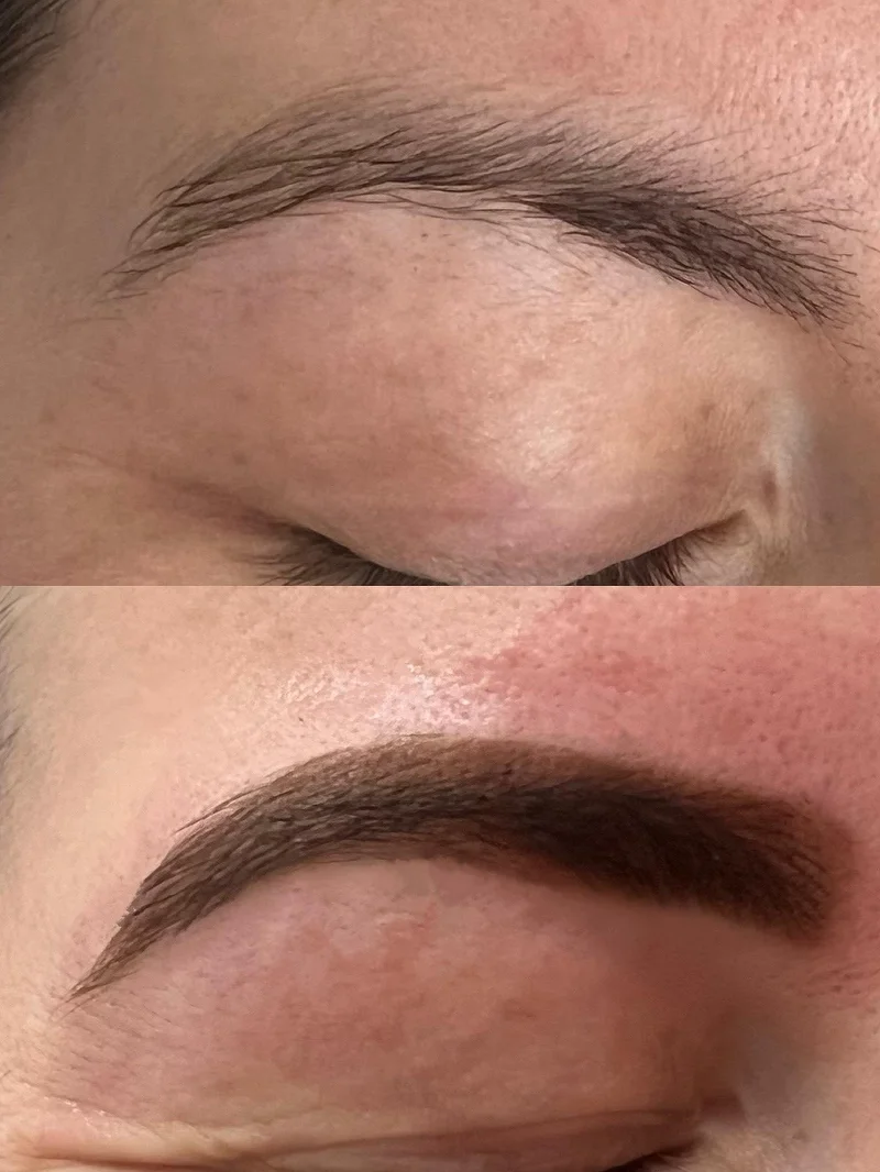 Brow lamination and fill before and after