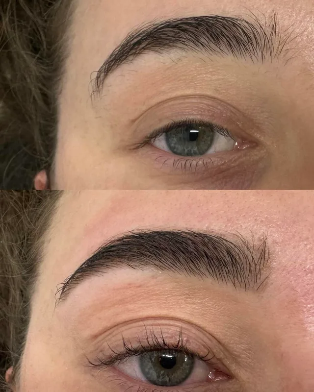 Brow and lash lift before and after, younger client