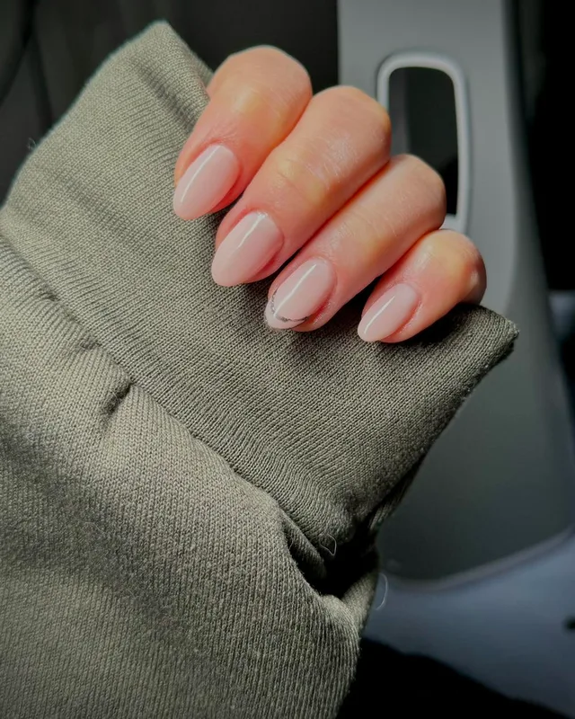 Natural nude almond shaped nails