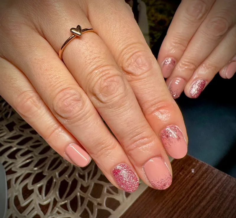 Rose gold glitter nails